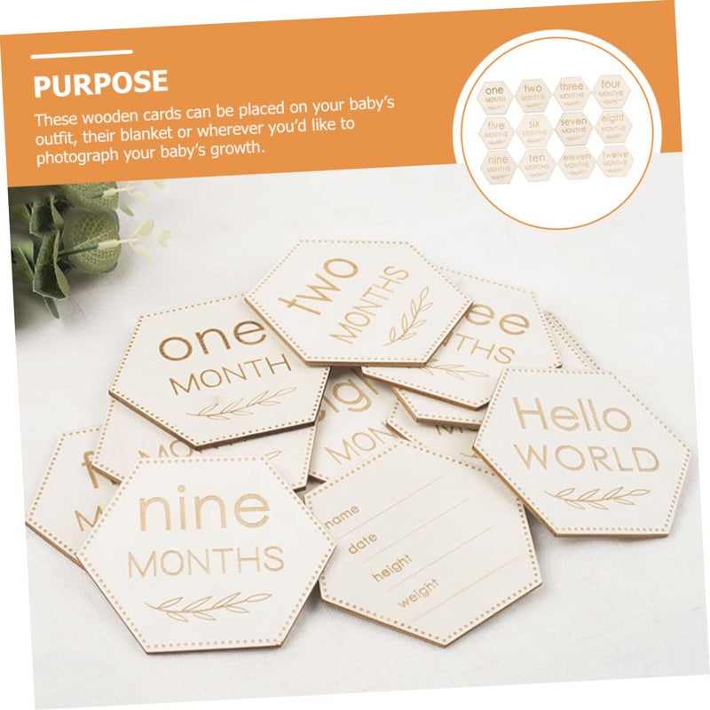 UPKOCH 12Pcs Wooden Baby Milestone Cards Photo Props with Month Discs for Newborn Growth Moments - Image 2